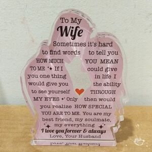 Pink Acrylic Wife Sentiment Plaque 🆕